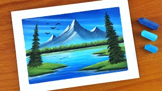 Easy Oil Pastel Nature painting for beginners | Oil Pastel Drawing Landscape