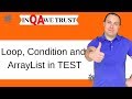 Selenium and Java tutorial. Loop, condition and ArrayList in test.