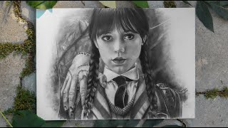 Wednesday Addams Sketch Portrait  Drawing Video (Karakalem portre çizim videosu)