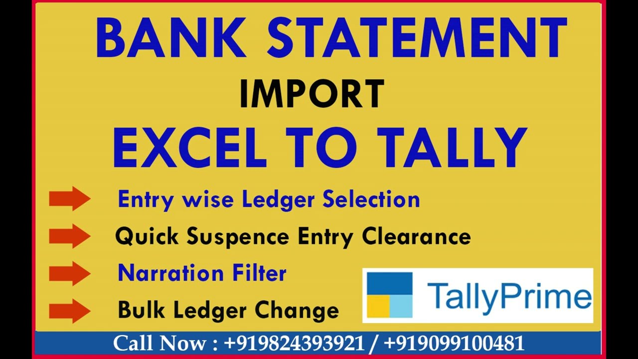 EXCEL TO TALLY BANK STATEMENT IMPORT | BANK STATEMENT IMPORT FROM EXCEL ...