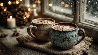 Cozy Coffee House Ambience - Peaceful Smooth Jazz for Study & Relaxation | Winter Snowfall
