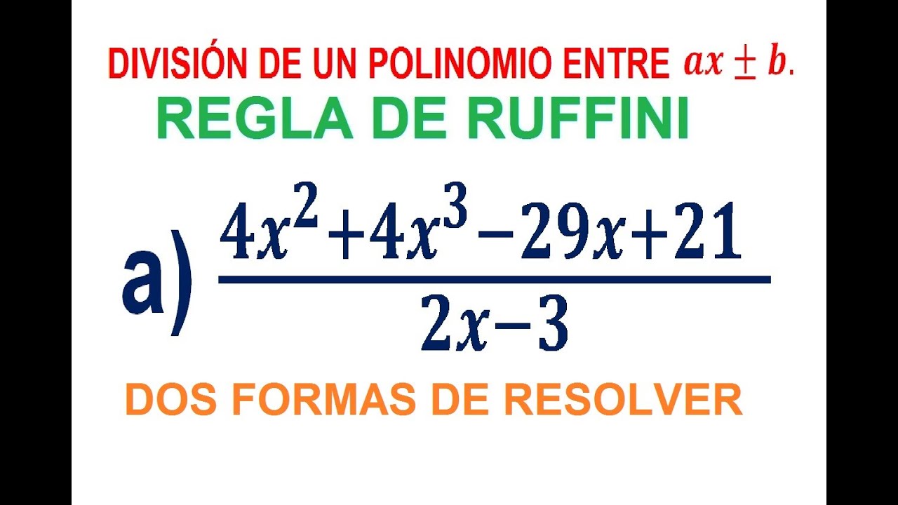 A) División De Polinomios: Regla De Ruffini De La Forma Ax ± B. - YouTube