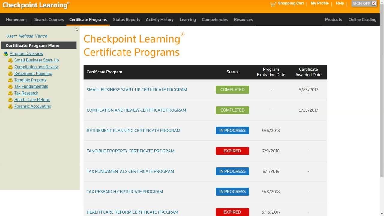 How To Complete A Certificate Program In Checkpoint Learning Youtube