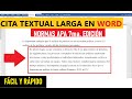 NORMAS APA: CÓMO HACER UNA CITA TEXTUAL LARGA EN WORD PASO A PASO | EJEMPLO | 7ma. ED.