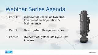 E/One Webinar: Wastewater Collection Systems, Equipment, and Operation & Maintenance