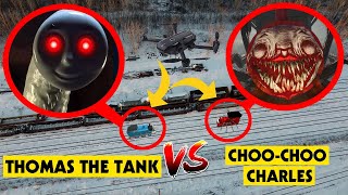 DRONE CATCHES CHOO-CHOO CHARLES VS THOMAS THE TANK ENGINE.EXE AT ABANDONED TRAIN STATION *REAL LIFE*