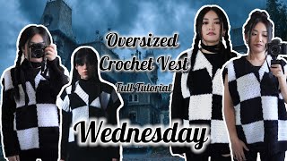 Wednesday Crochet Checkered Vest Oversized | Cherilyn Q