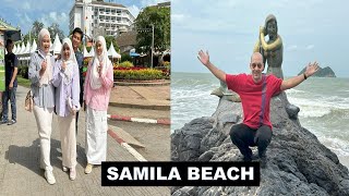 [4K TH]Mermaid statue on Samila Beach The most famous feature of Samila Beach 2023.