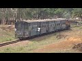 tiny 4 coach narrow gauge train through the misty rural raipur. dhamtari kendri ng passenger zmd 5