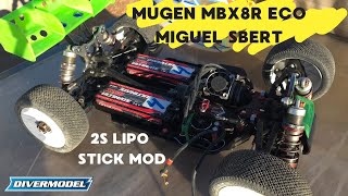 Mugen MBX8R Eco 2s stick mod (saddle pack)