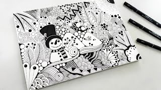 Zentangle Winter Landscape | Creative Winter Art