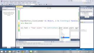 ControlsChars NewLine Visual Basic