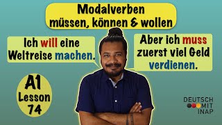 A1- German lesson 74 | German Grammar | Modalverben | Modal Verbs | müssen, können & wollen