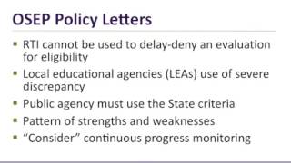 RTI and Learning Disability (LD) Identification Part II: OSEP Policy Letters