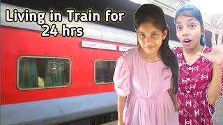 Living in train for 24 hours | *mai girne wali thi train se 😱* | youtuber sisters