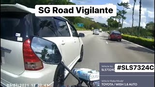 3Jul2021 Sle towards bke lentor #SLS7324C toyota wish cutting off cambike while lane changing