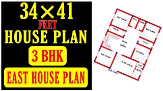 34 x 41 EAST FACE HOUSE PLAN || 3 BHK HOUSE DESIGN || 34x41 GHAR KA NAKSHA || Build My Home