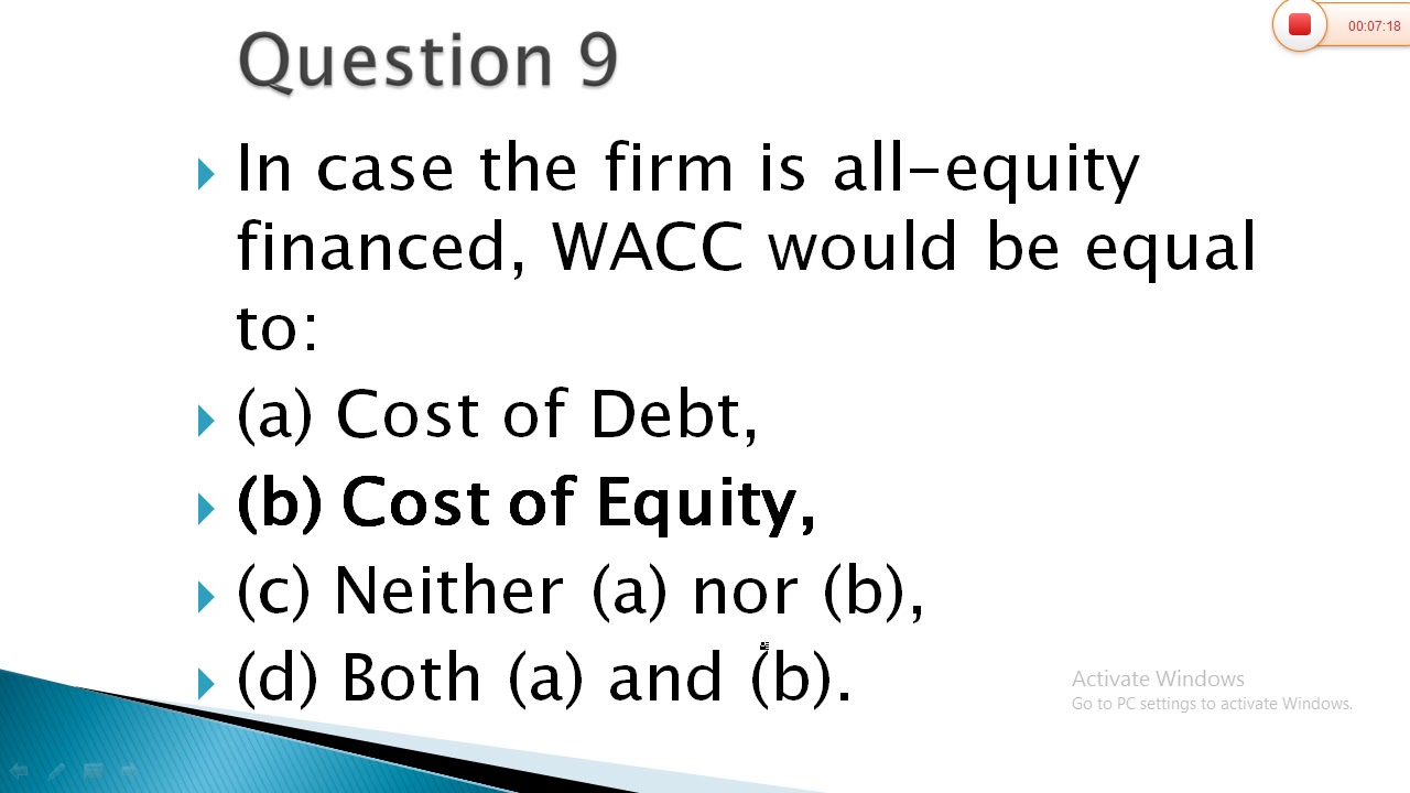 MCQ WITH ANSWERS On Topic- COST OF CAPITAL Of Subject-Financial ...