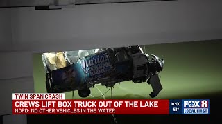 Box truck recovered from lake; no other vehicles found in water