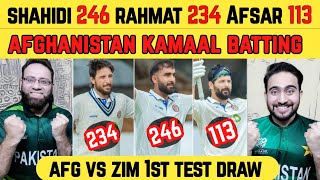 Afghanistan brilliant batting in 1st Test vs Zim | Afg 699 record runs | Shahidi 246 \u0026 Rahmat 234