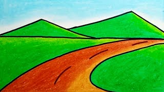 How To Draw Easy Scenery |How To Draw Mountain Scenery Simple Step By Step For Beginners