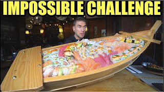 “IT FEEDS 20 PEOPLE” WORLD'S BIGGEST SUSHI BOAT CHALLENGE | $250 Undefeated Sushi Eating Challenge