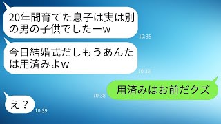 20年間、他の男の子供を夫のものだと偽り、生活費を払わせ続けた妻。しかし、息子の結婚式で夫が復讐を実行し、気分が晴れやかになった。