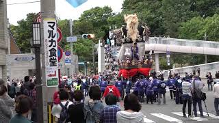 三国祭2019 MAH05549 四番山車 喜宝区 鏡獅子駅前合流 三国駅北口