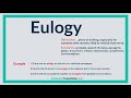 How to Pronounce EULOGY l Definition, Synonyms and example of EULOGY by vocabularypronunciation com