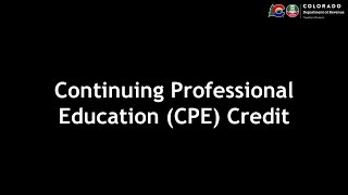 Continuing Professional Education (CPE) Credit