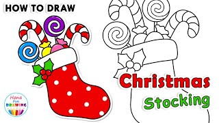 How to Draw Christmas Stocking | Easy Drawing Tutorial | Draw with me