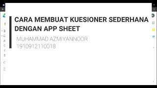 Tutorial Pembuatan Kuesioner dengan AppSheet