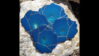 (644) KINTSUGI 👘 OCEAN BLUE RESIN COASTERS Gold Cracks From Procasedesigns With Sandra Lett 021721