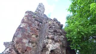 The historic and spectacularly leaning remains of Bridgnorth Castle Shropshire England UK