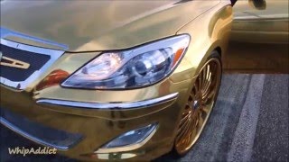 WhipAddict: Gold Hyundai Genesis on Gold Lexani Forged 734 26s, Custom Interior, Car Audio