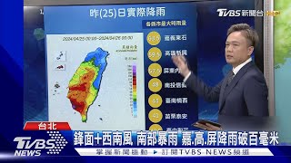 鋒面+西南風 南部暴雨 嘉.高.屏降雨破百毫米｜TVBS新聞 @TVBSNEWS01