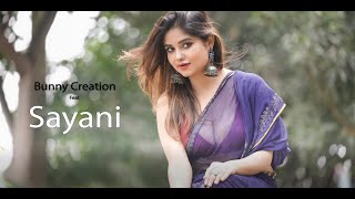 Bunny Creation Feat. Sayani | Blue Chiffon Saree Review | Amazon India | 2023