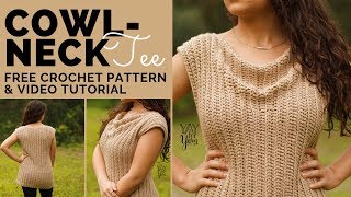 Cowl Neck Tee - FREE Crochet Pattern by Yay For Yarn