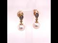 diamond akoya pearl earrings 14k yellow gold 8.25 mm certified $699 822076