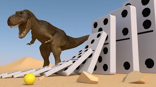 Pacman vs T-Rex - Big Domino Chain Reaction