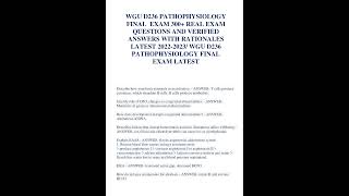 Wgu D236 Pathophysiology Final Questions With 100 Verified Answers 2023 2024 Guaranteed Pass