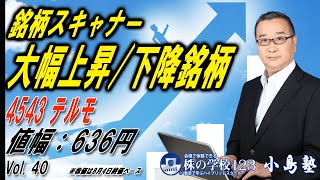 【株の学校123】 《4543 テルモ》銘柄スキャナー 大幅上昇/下降銘柄