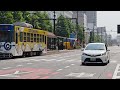 岡山電気軌道・岡電9200形電車・1081編成チャギントン列車　東山行　岡山駅前電停発車シーン🚊