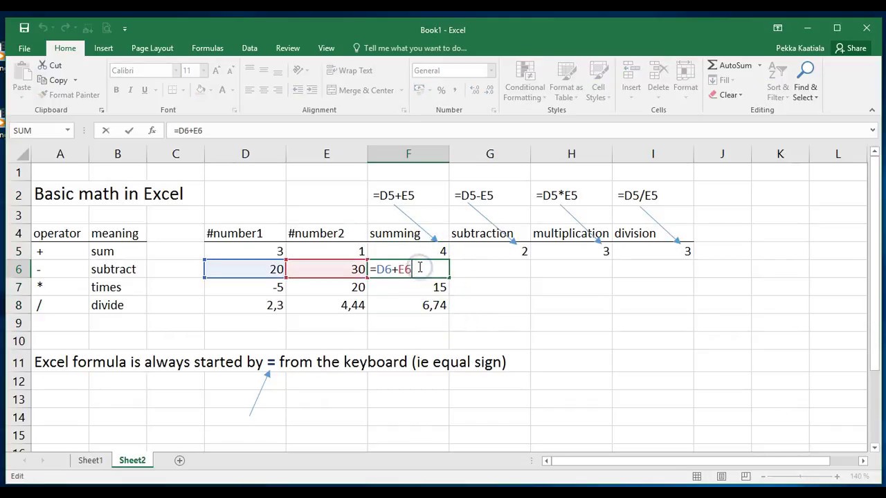 Excel (II) - Basic Calculations, Copying A Formula - YouTube