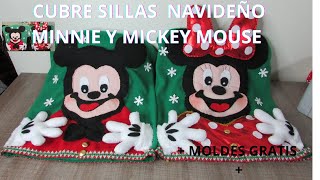 DIY CUBRE SILLAS NAVIDEÑO  DE MINNIE Y MICKEY MOUSE