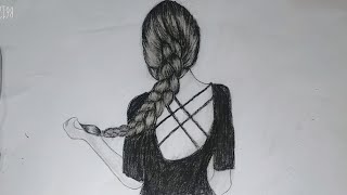 how to draw. girl  with beautiful braid hairs