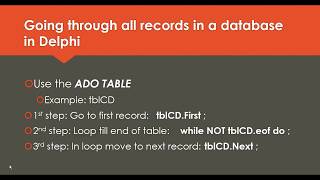 Databases in Delphi - Traversing a table