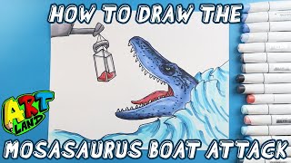 How to Draw a MOSASAURUS BOAT ATTACK