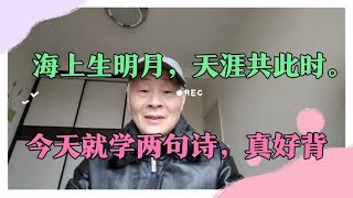 海上生明月，天涯共此时。今天就学两句诗，真好背。