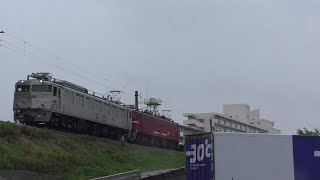 【JR貨物】５０７５レ ＥＦ８１-３０３＋ＥＤ７６-１０１８ 重連 トラックが現れ残念な結果に...